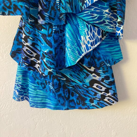 Miraclesuit Blue Ruffle Tankini Top Slimming Cruise Vacation Sculpting Beach - Picture 3 of 7